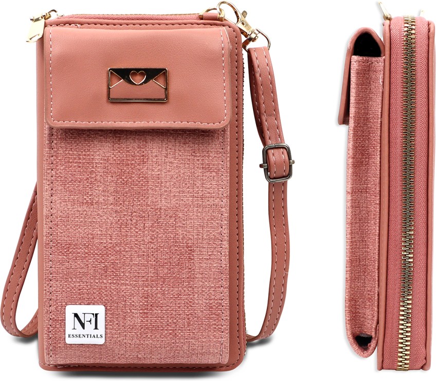 NFI essentials Pink Sling Bag Girls Sling Bag Women s Mobile Cell Phone Holder Pocket Wallet Hand Purse Clutch Cross body Sling Bag Pink Price in India Flipkart