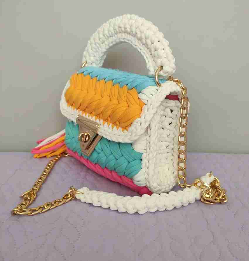 JNT Multicolor Sling Bag Handknitted crochet Crossbody Sling Bag for Women Handbags Purses Clutches Brown Price in India Flipkart