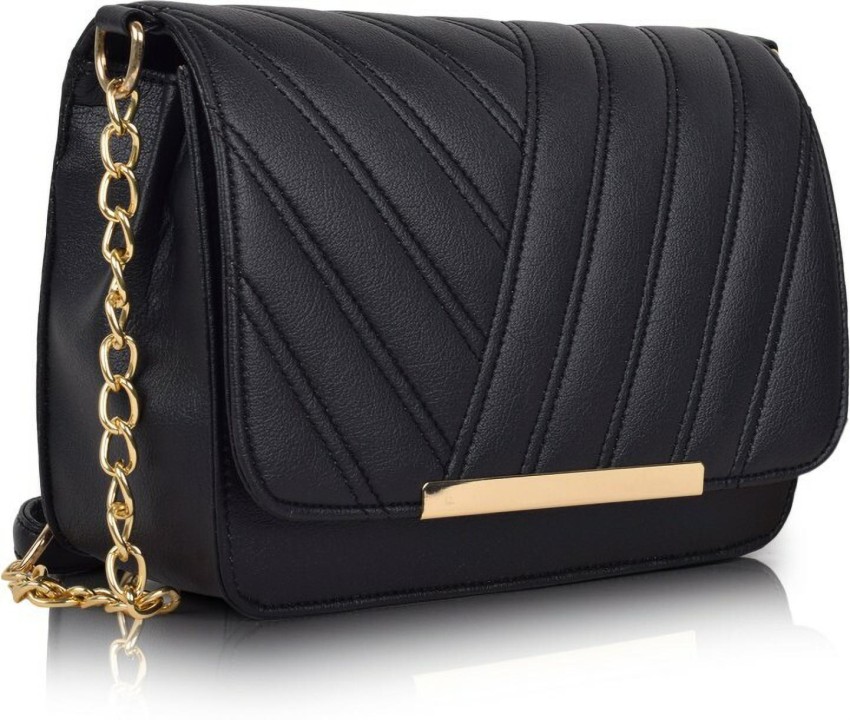 BUY Stylish Charger Sling With Long Belt Handbag For Women, Black Colour  With Flower Design 4 Arrangehere