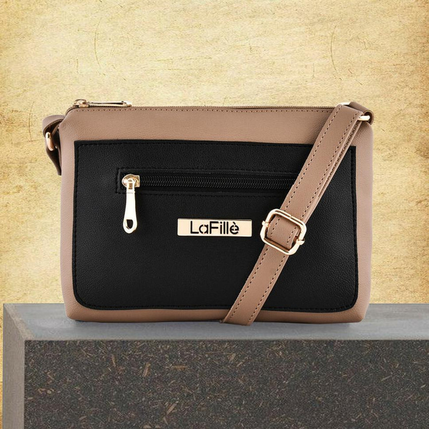 LaFille Beige Sling Bag For Women Girls PU Handbags Ladies