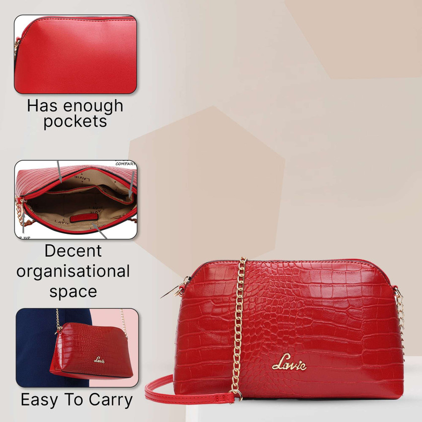 LAVIE Red Sling Bag Glossy Hemi Red Price in India Flipkart