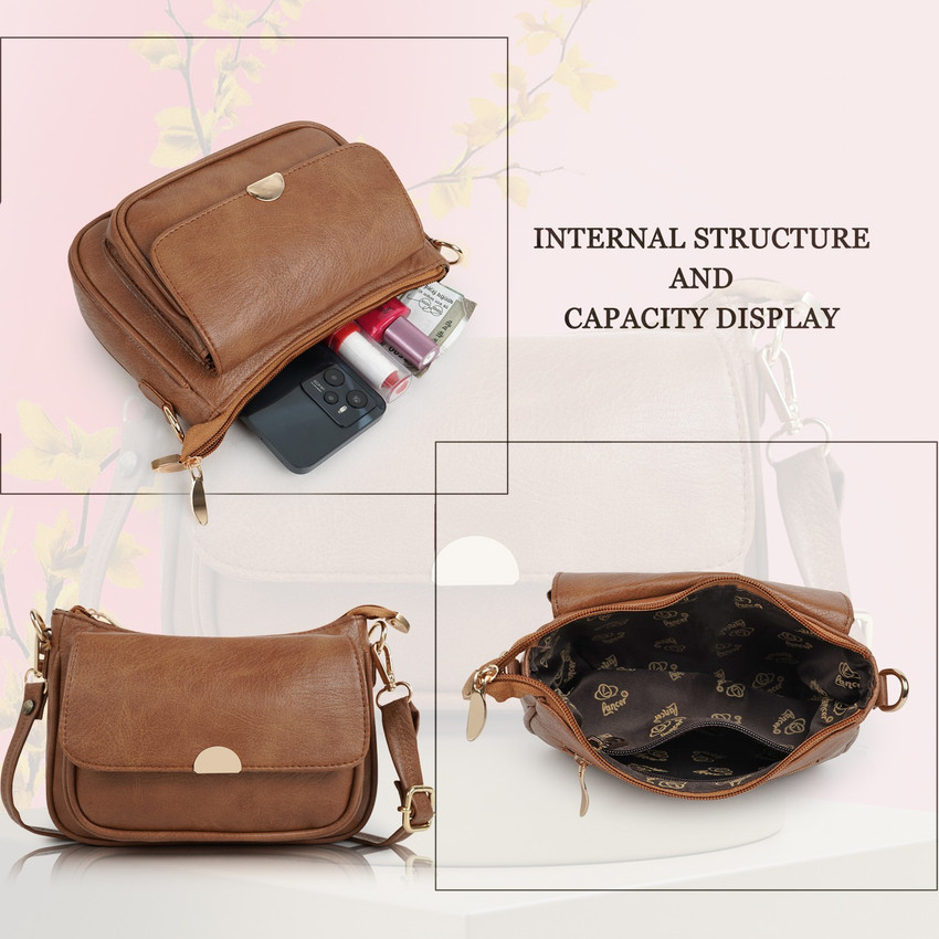 LANCER Tan Sling Bag Casual Trendy Hobo Shoulder Crossbody Travel Side Sling bag for Women