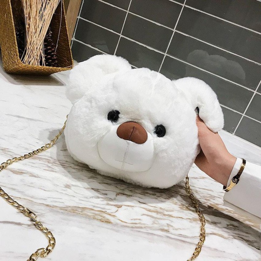 Trending Pack of 2 Cute Soft & Fluffy Teddy Bear Sling Bag (Random