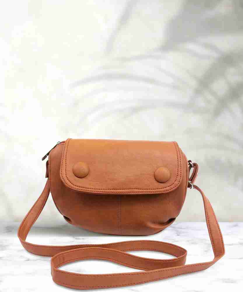 CORAL TREE Brown Sling Bag Square Shape Box Type Upward Opening Leather  Material Sling Handbag Brown - Price in India