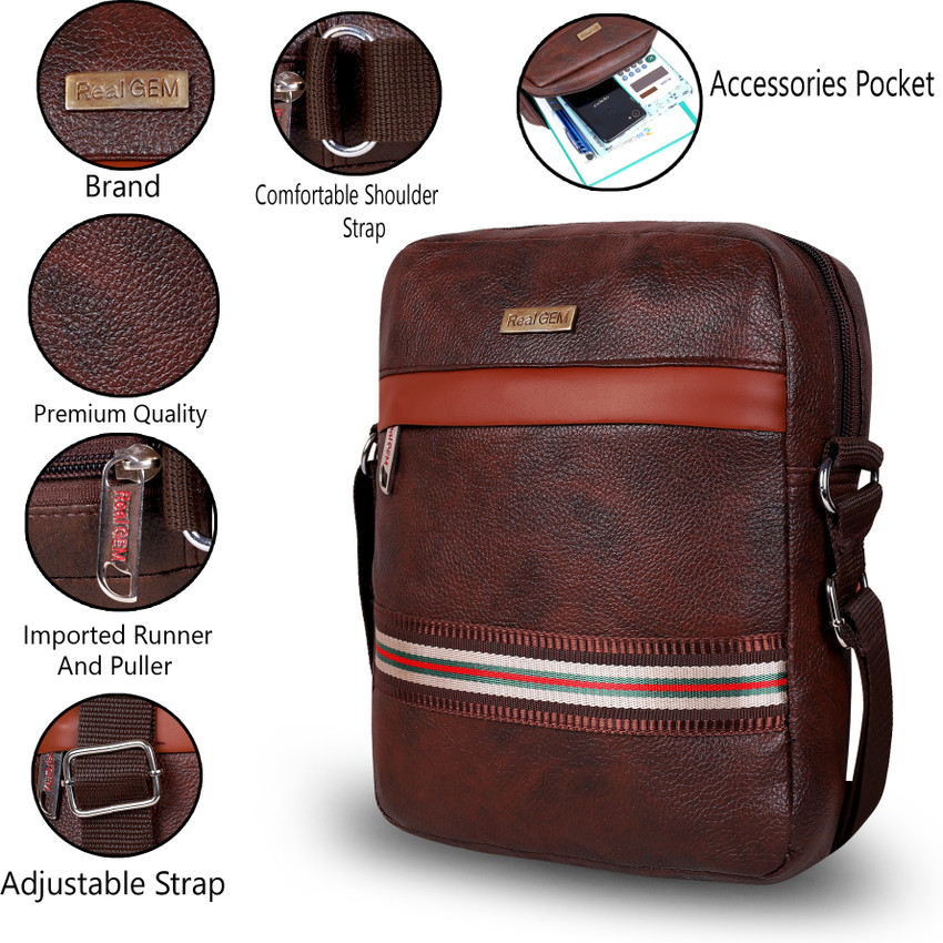 REAL GEM Brown Sling Bag Brown Men Sling Bags Brown Sling Bags for Men Women Brown Slings bags for men women Price in India Flipkart