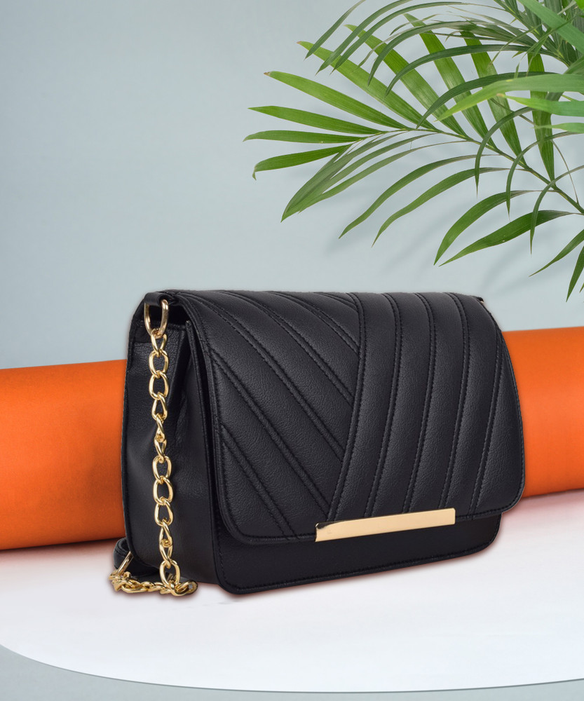 Ross Brown Black Sling Bag BLACK SLING BAG FOR WOMEN Black Price in India Flipkart
