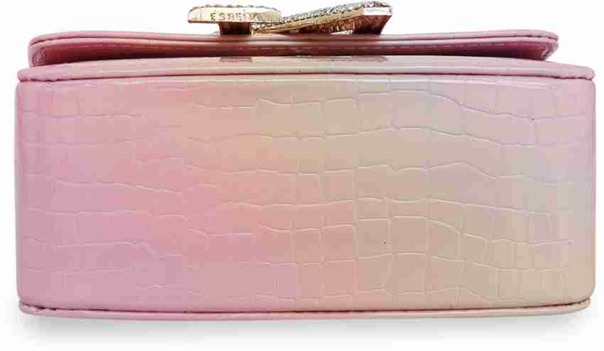 ESBEDA Pink Sling Bag Hotty Glossy Croco Slingbag Letter N Pink - Price in  India