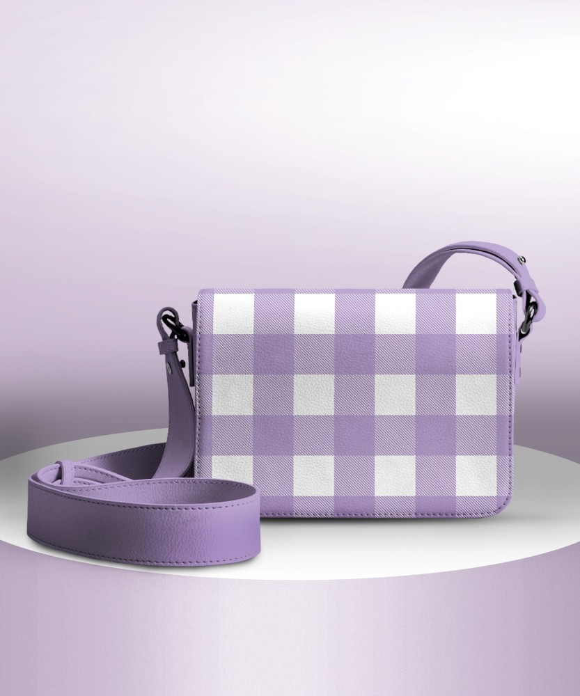 DailyObjects Multicolor Sling Bag Lavender Gingham Sol Box