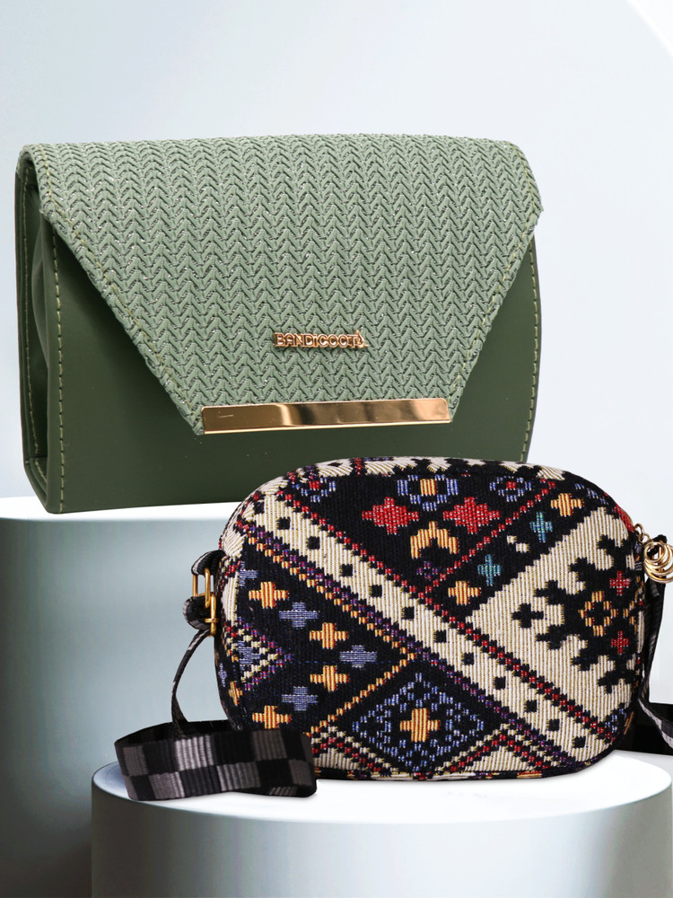 BANDICOOT Green Red Multicolor Sling Bag COMBO PORSCHE GREEN SM LUCK 4 CROSS Green Red Multicolor Price in India Flipkart