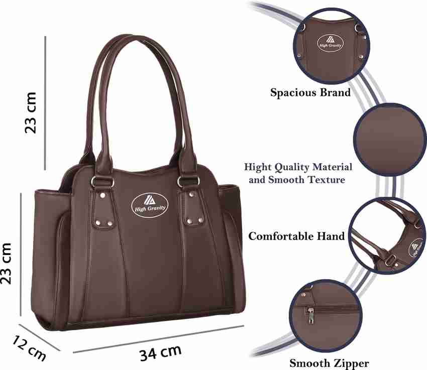 High Gravity Brown Shoulder Bag Women Stylish Trendy Collage Casual Formal Office Handbags Shopping Bags TAN Price in India Flipkart
