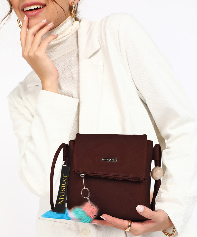 MUSRAT Brown Sling Bag Latest Trend Party Wear Handbag Sling Bag with Adjustable Strap for Girls and Women s DARKBROWN Price in India Flipkart