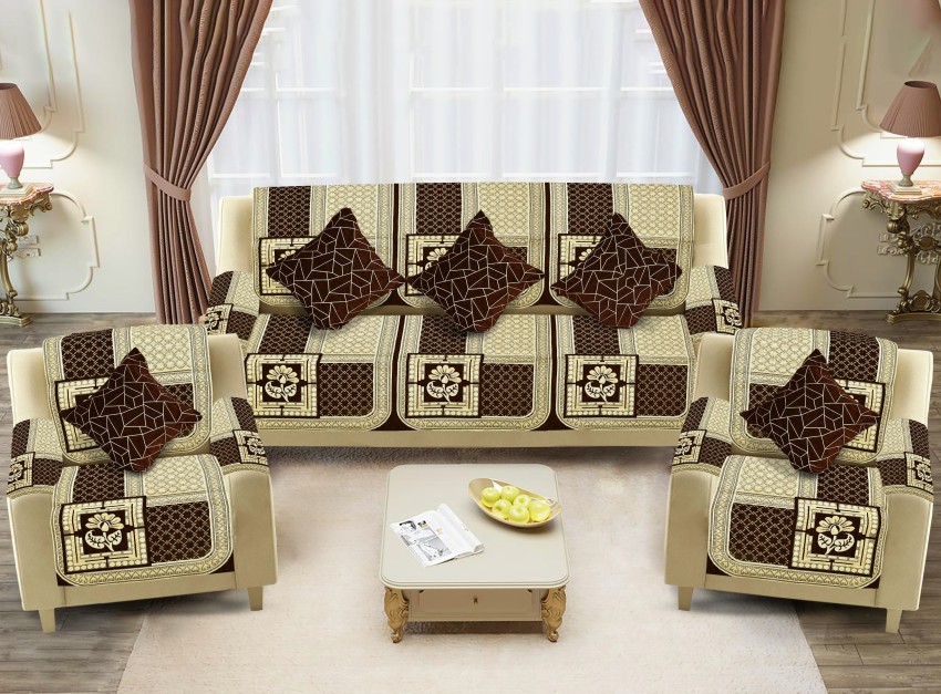 SAWNA HOMES Chenille, Velvet Embroidered Sofa Cover Price in India