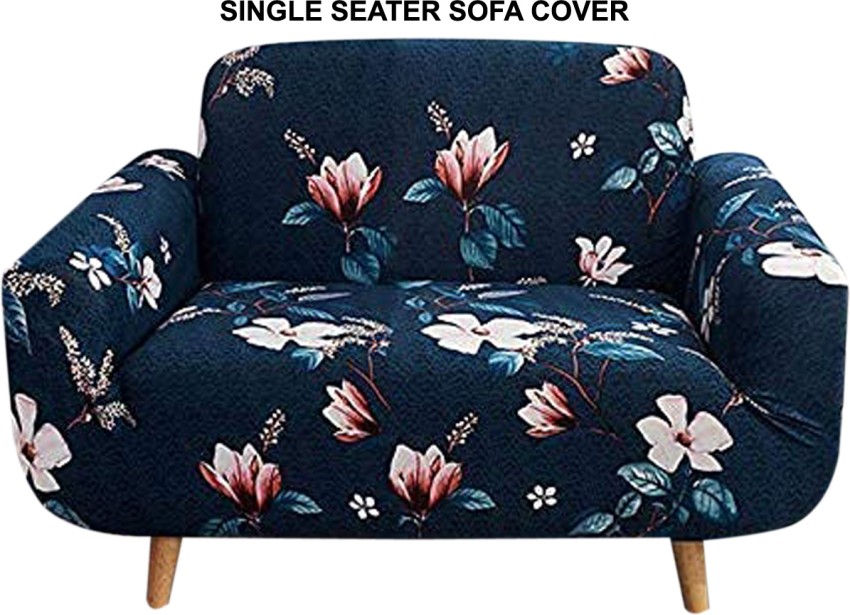 HOUSE OF QUIRK Navy Blue 2-Seater Stretchable Non-Slip Sofa Cover