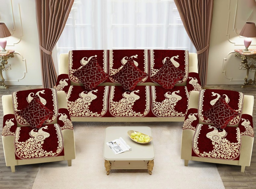 SAWNA HOMES Chenille, Velvet Embroidered Sofa Cover Price in India