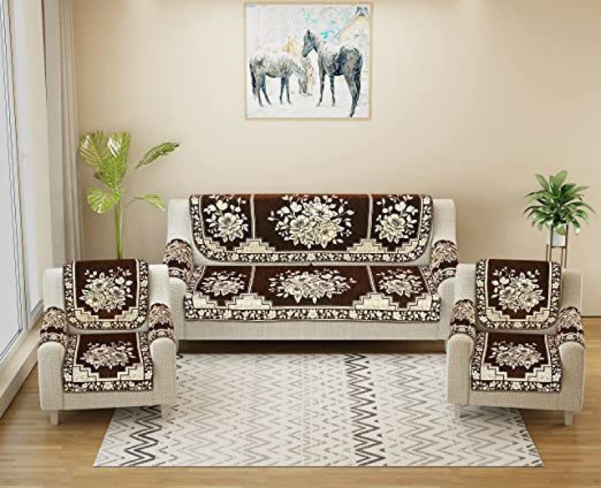 SAWNA HOMES Chenille, Velvet Embroidered Sofa Cover Price in India