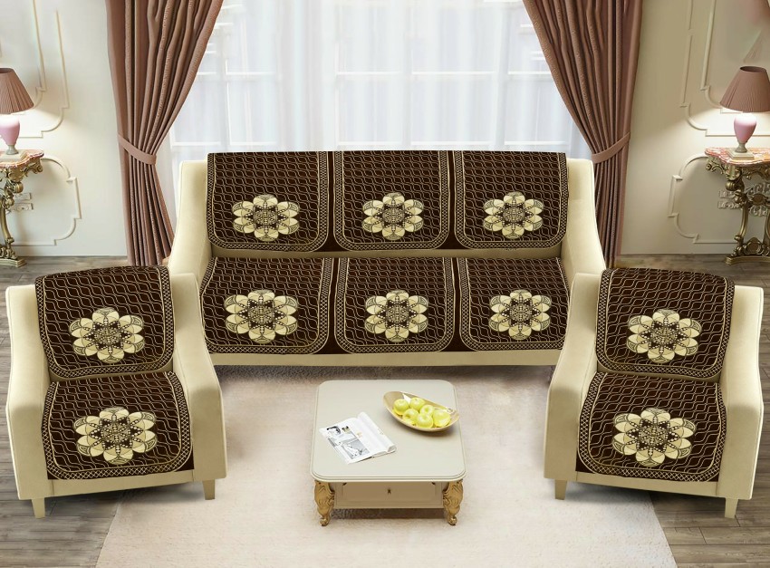 SAWNA HOMES Chenille, Velvet Embroidered Sofa Cover Price in India