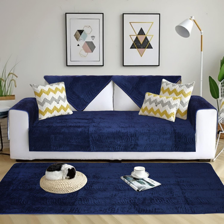 Navy Blue And White Striped Sofa | Baci Living Room