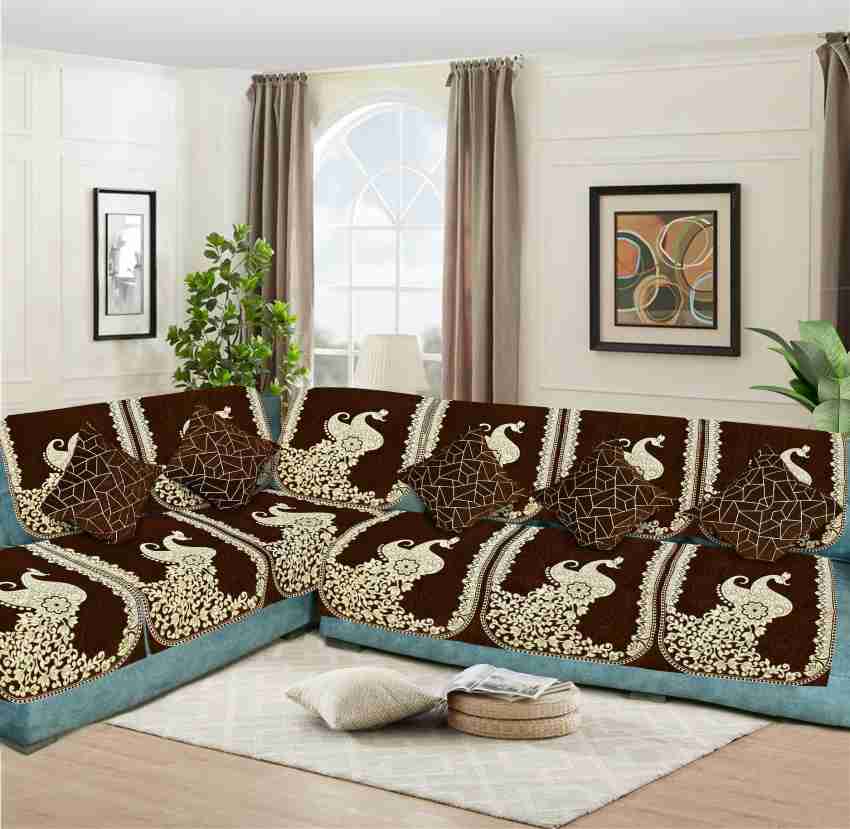 SAWNA HOMES Chenille, Velvet Embroidered Sofa Cover Price in India