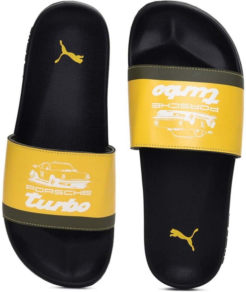 Puma slides yellow best sale