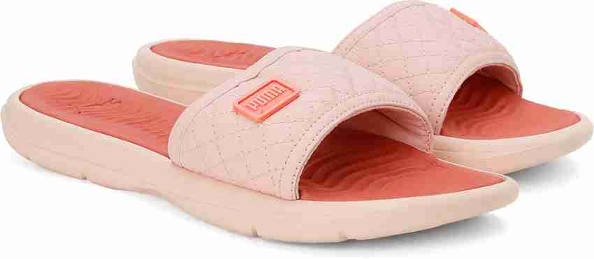 Puma pink quilted slides sale