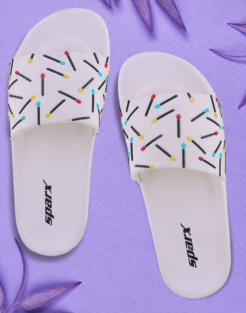 Sparx white slippers & flip online flops