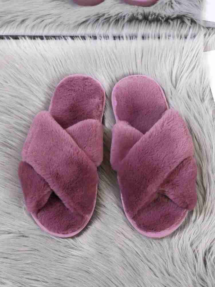 Highever Women's trendy Cross Fuzzy Non-Slip Plush Faux Fur House