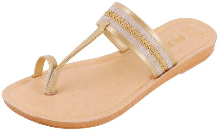 Gold best sale slippers ladies