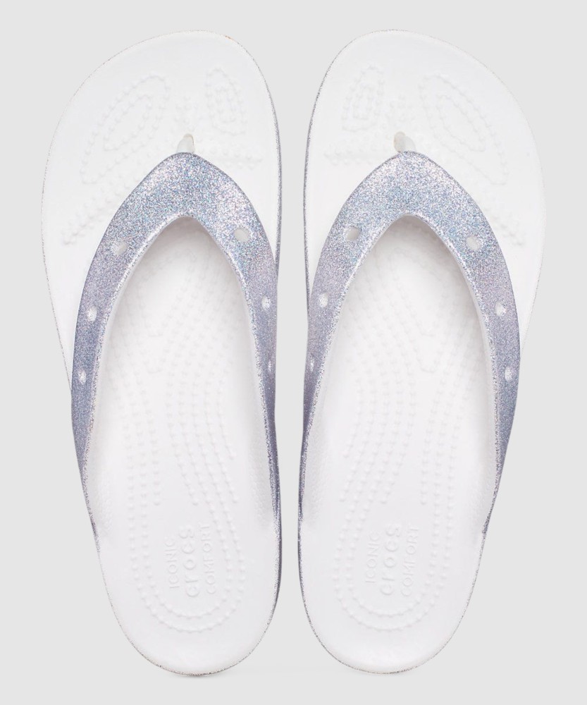 Crocs silver flip flops online