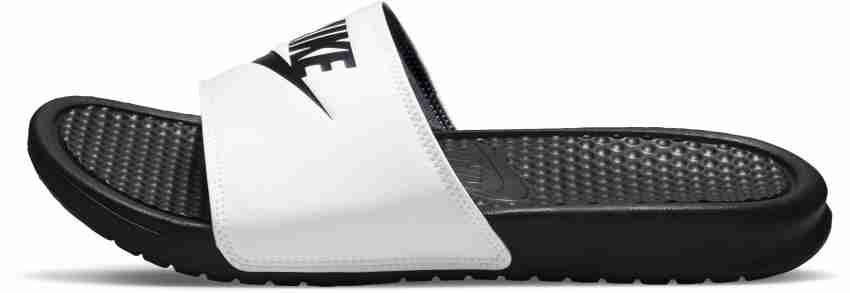 Nike benassi best sale white slides