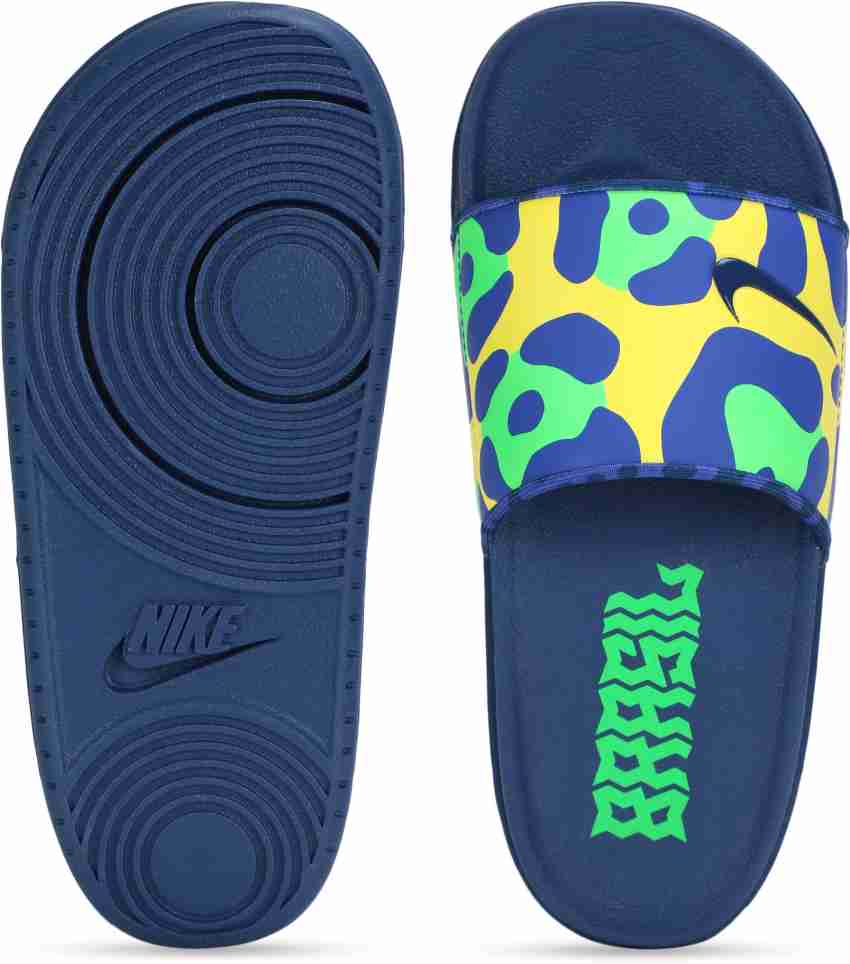 Nike slides 2024 blue and gold