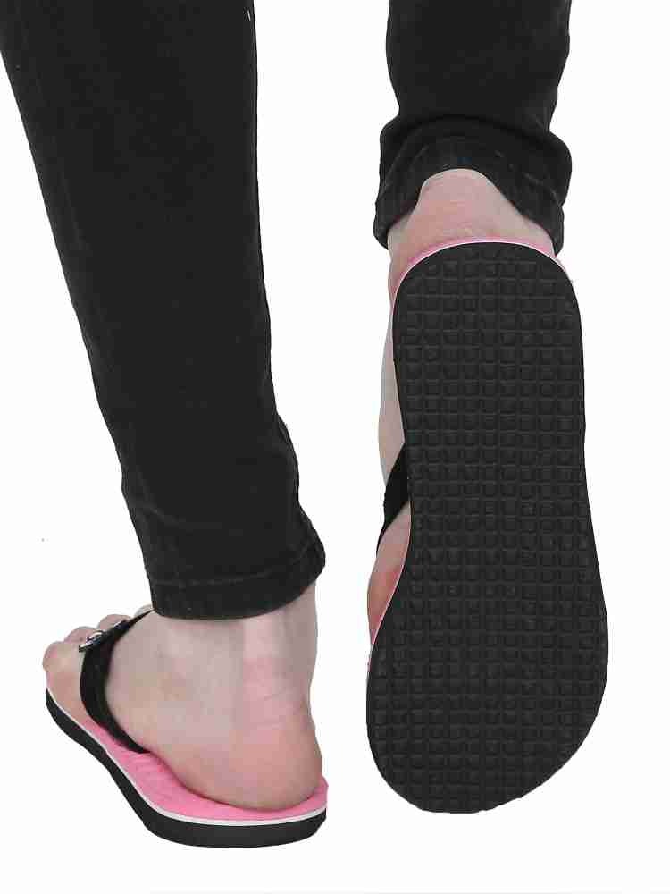 Pink and best sale black flip flops