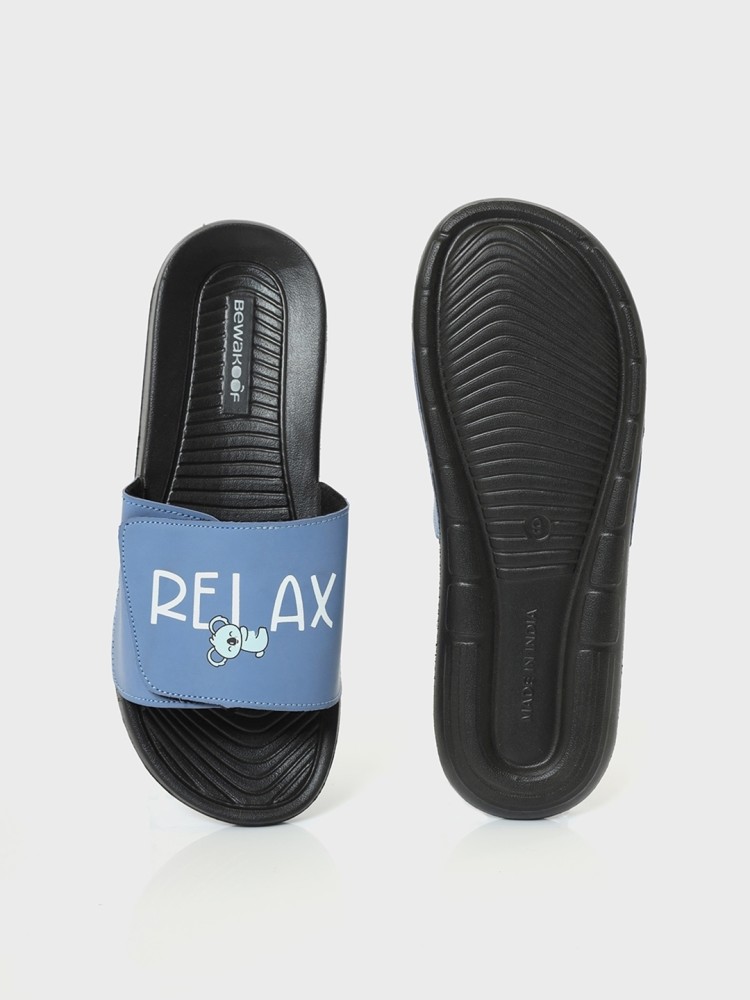 Buy Men's Black Relax Printed Adjustable Strap Comfysole Sliders Online in  India at Bewakoof