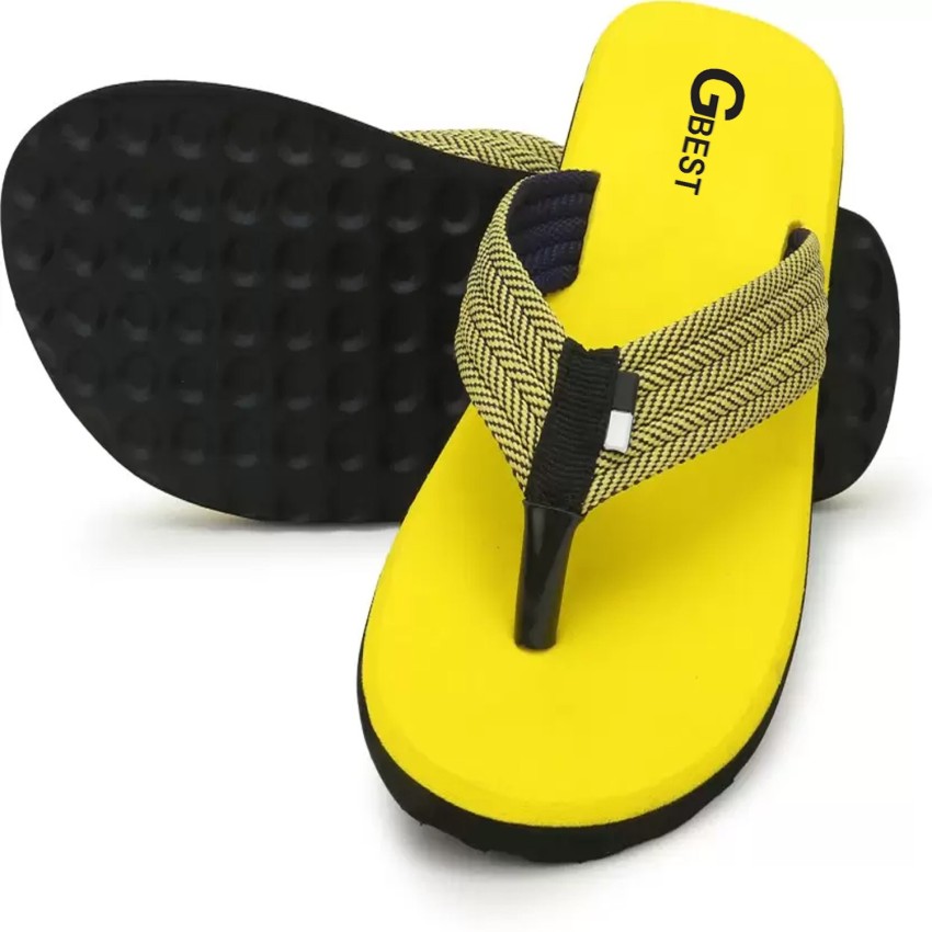 Yellow flip flops mens hot sale