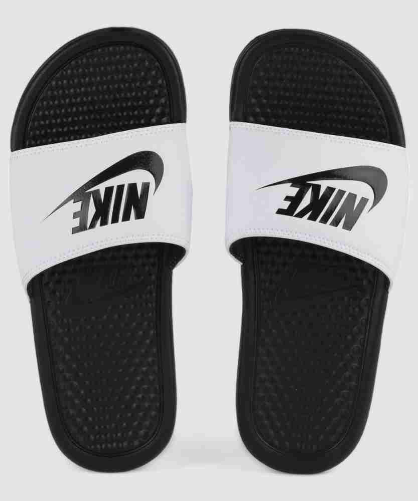 Nike white and black slides hotsell