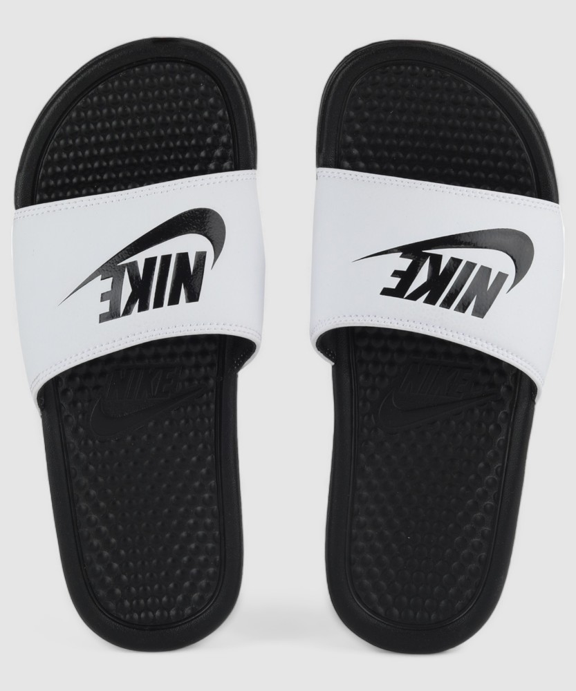 Nike benassi flip flops white online