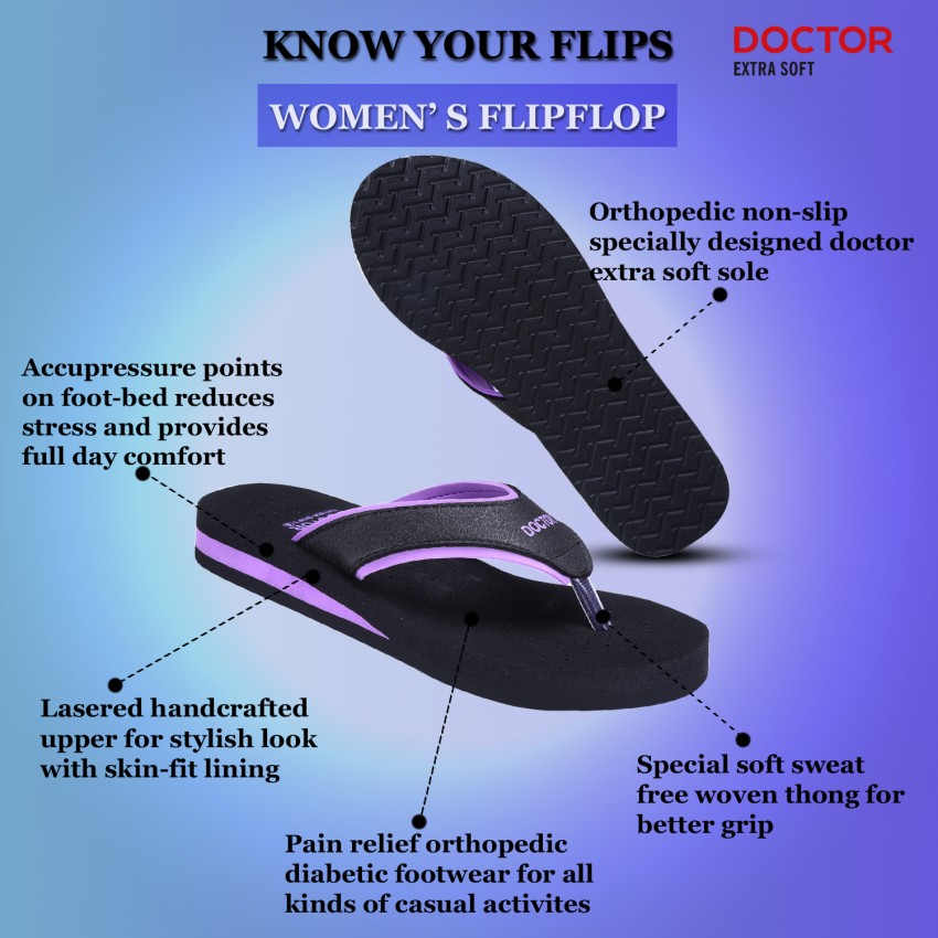 DOCTOR EXTRA SOFT Women's Flat Memory Foam Slippers/Flip-Flops Fancy  Fashion Stylish Flat Casual Comfortable Diabetic Orthopedic Orthocare  Lightweight