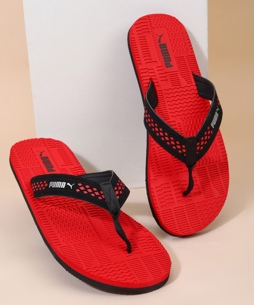 Puma flip flops online red