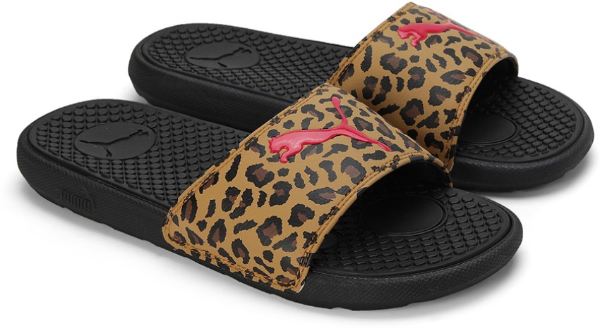 Puma popcat deals slides leopard