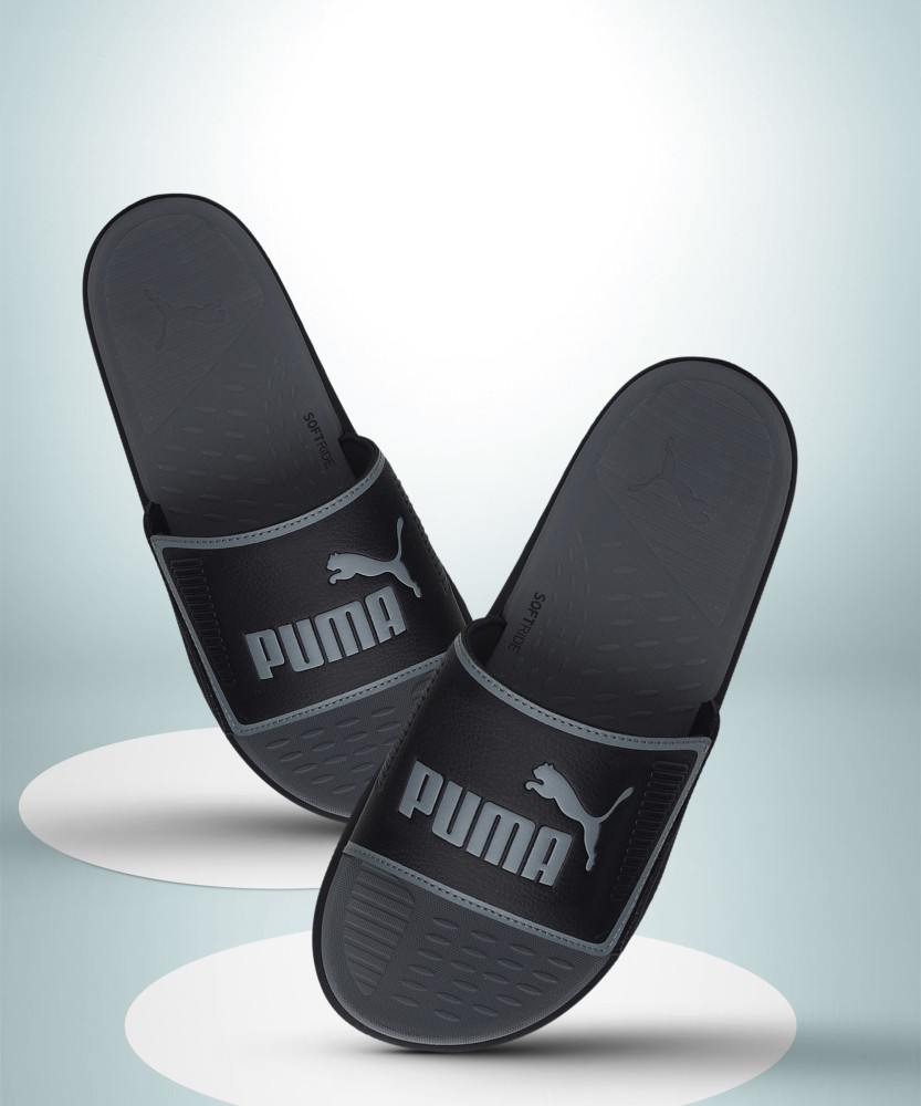 puma gray slides