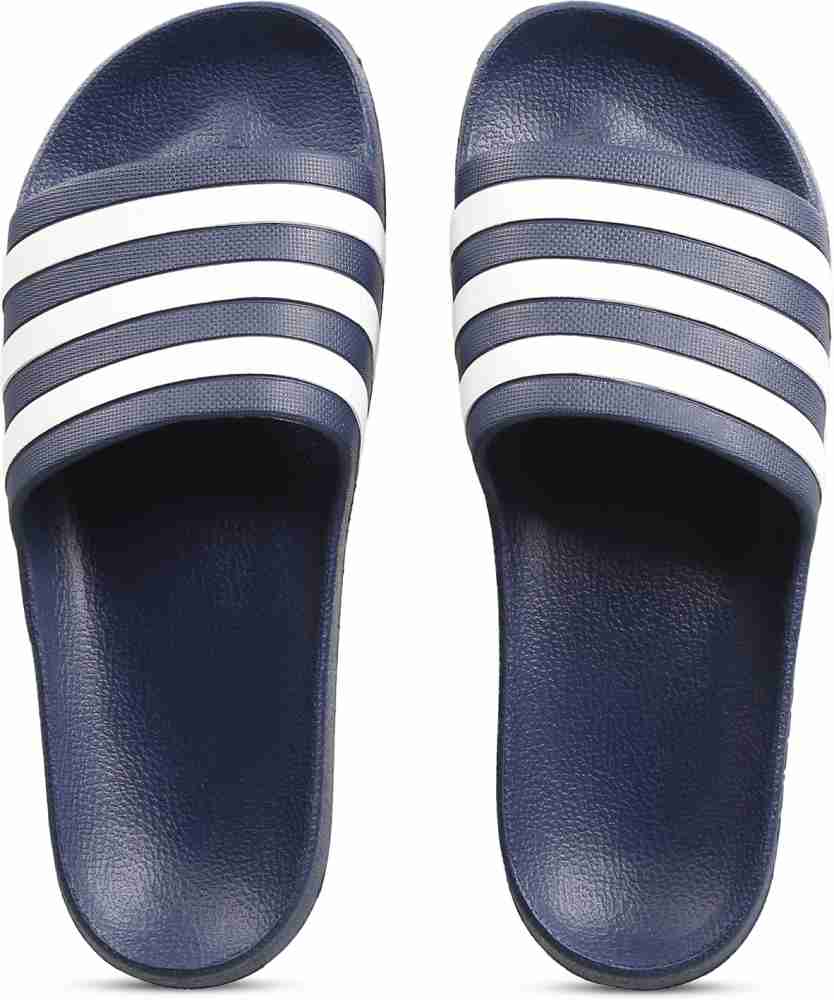 Adidas navy blue slides hot sale