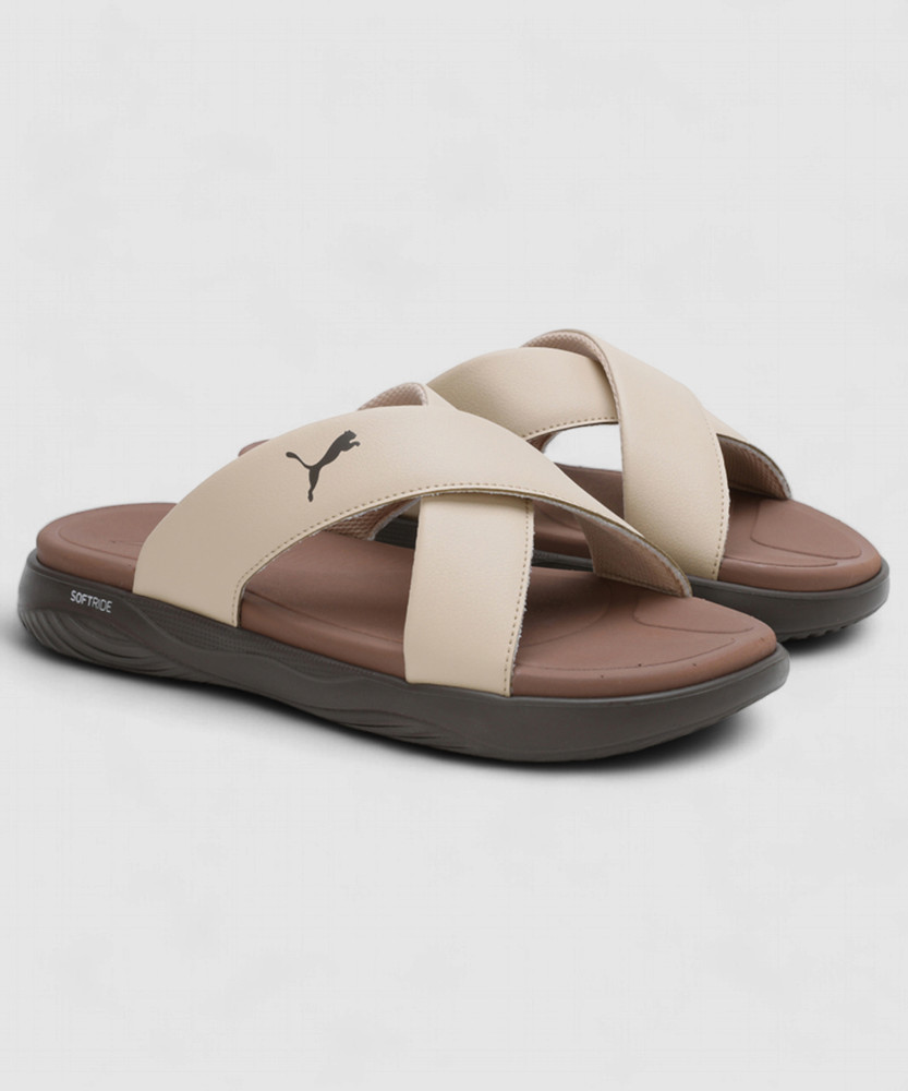 puma slides brown