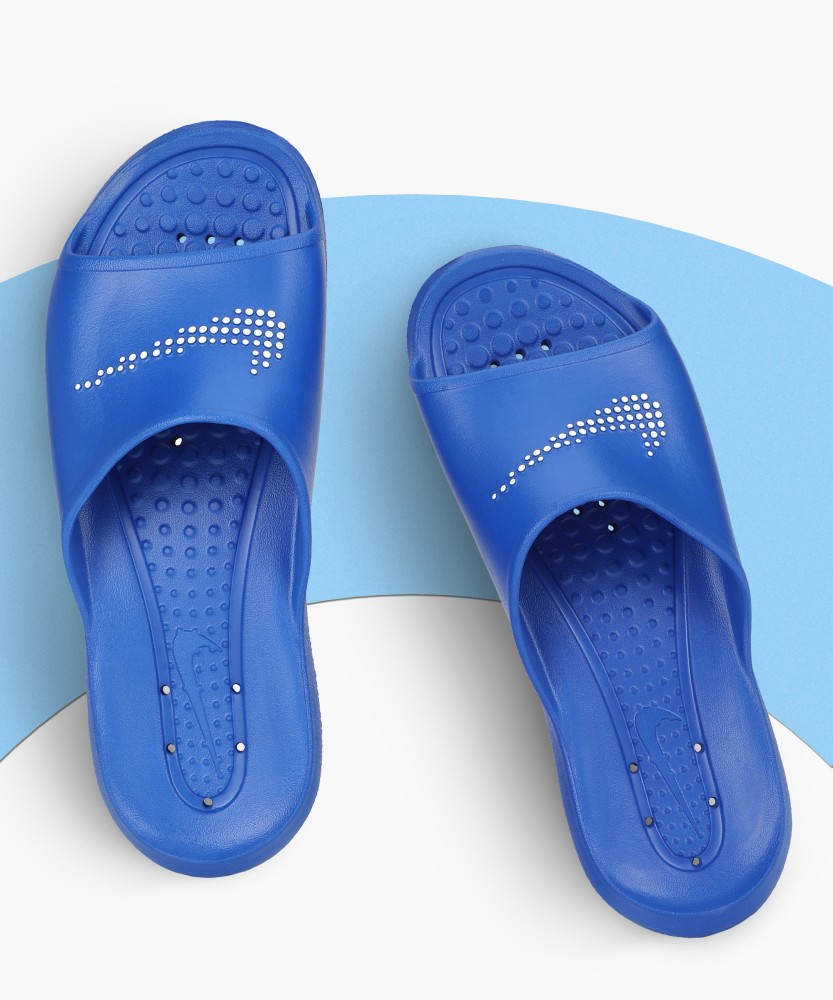 Blue slides nike hot sale