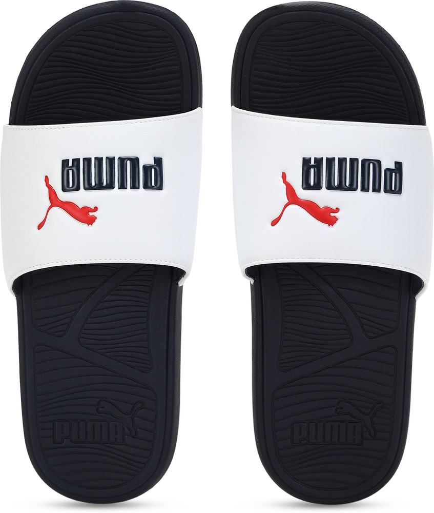 Red puma slides fur store