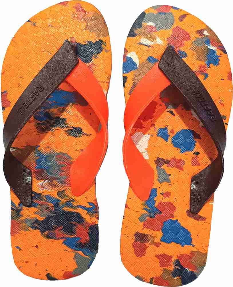 Orange and blue flip flops best sale