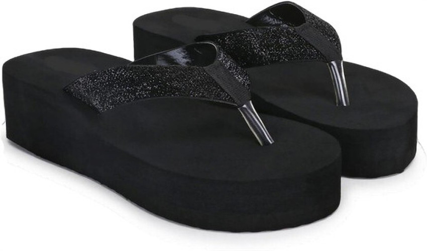 Black platform slippers sales