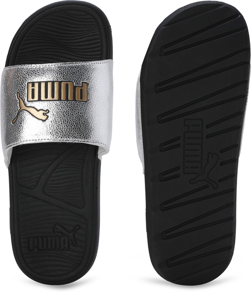 Silver puma slides deals