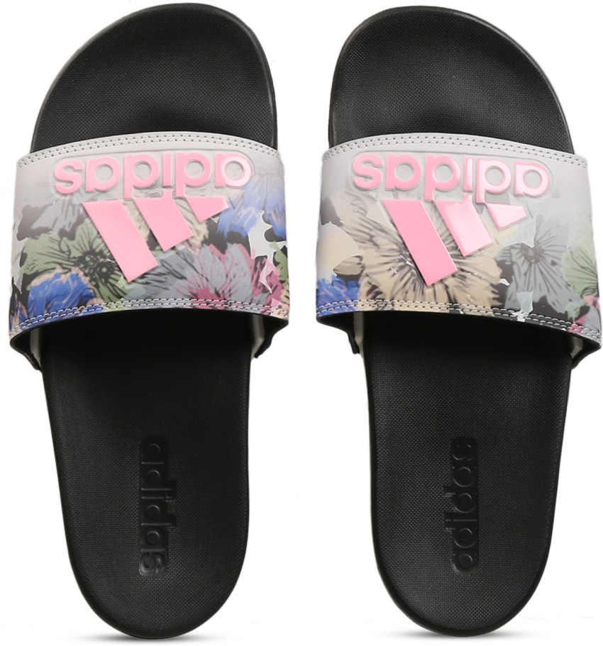 Adidas slides discount pink and black