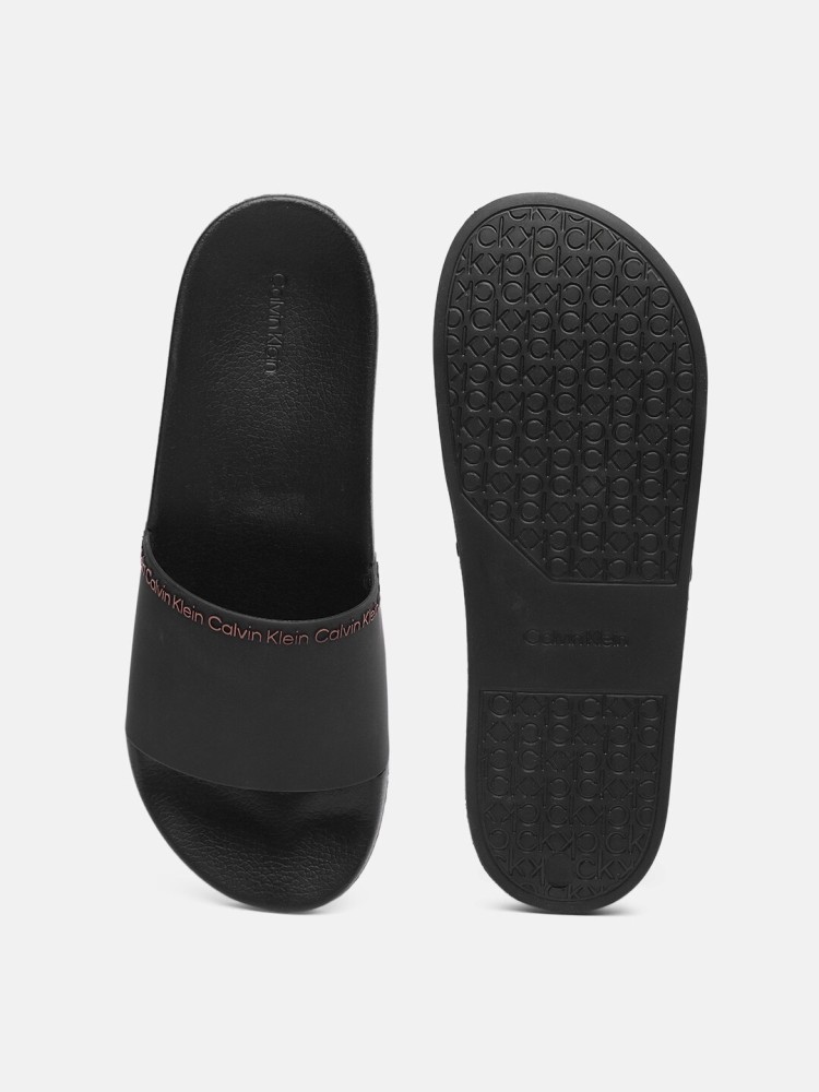 Black calvin klein discount sliders size 6