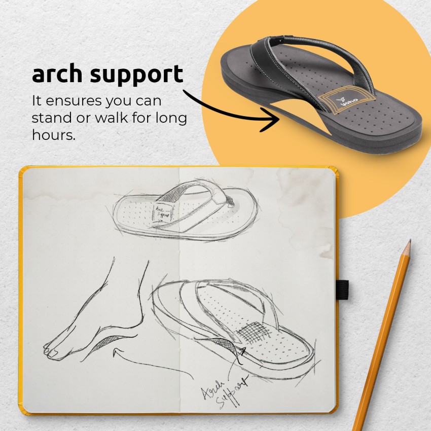 Arch support best sale flip flops mens