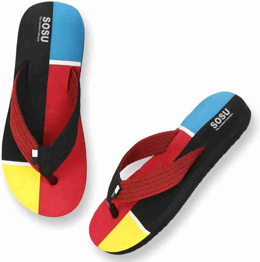 SOSU Men 3 Pairs EVA Ultralightweight Premiun Comfort All Seasons Trendy Slippers Flip Flops